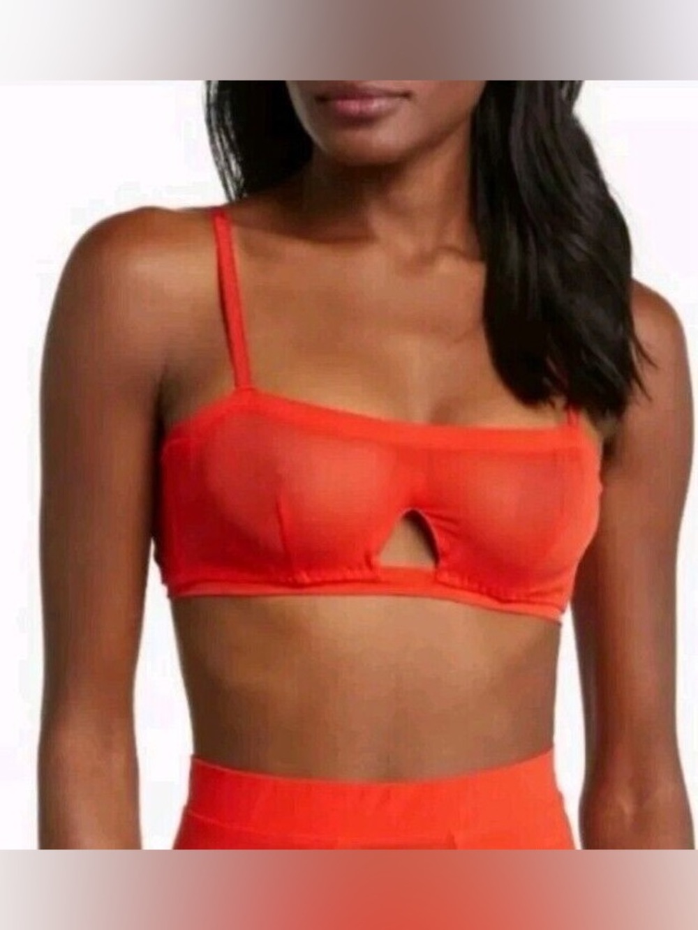 We Are HAH Free People Underwire Cutout Bra Red Orange Sheer NWT 30-38C